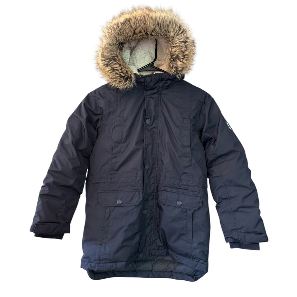 Lands' End Kids Black Parka with Faux Fur Hood